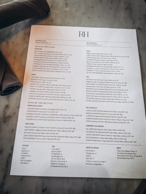 restorationhardware menu